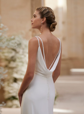 simple cowl back wedding dress