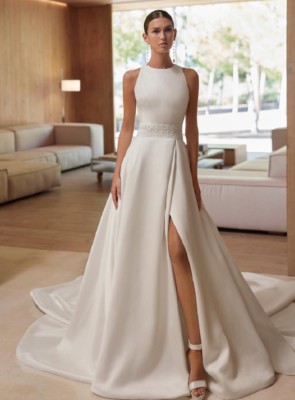 simple A line wedding dress