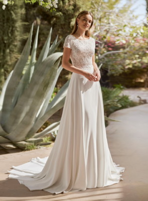 boho capped sleeve wedding dress